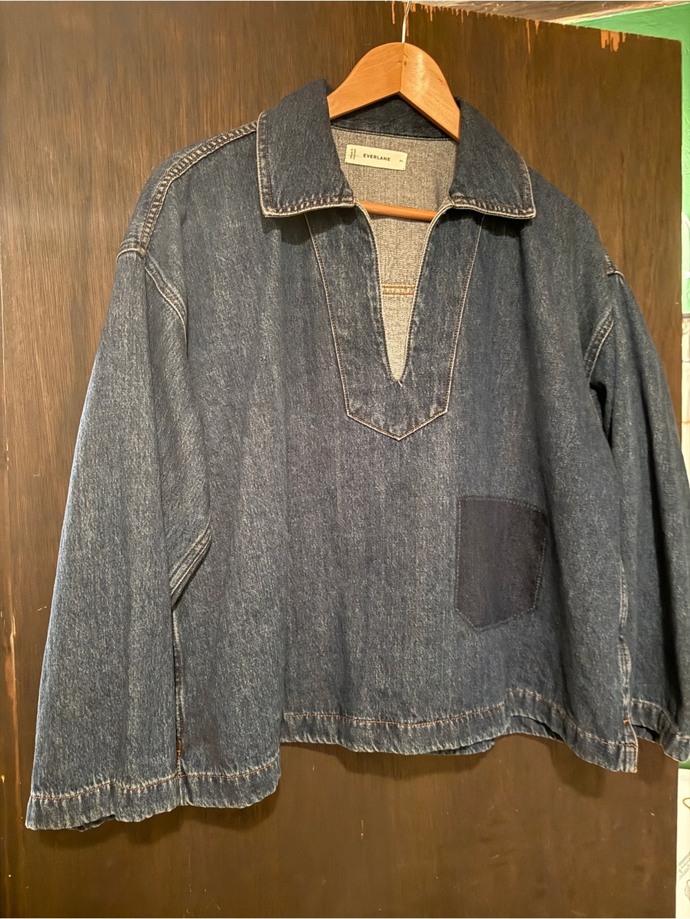 Everlane Dark Blue Denim Pullover Shirt